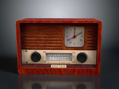 Vintage Electronic Radio With Wooden Case Dial Knobs And Tuning Scale 3d model