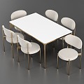 Table and Chair Combination West Elm 3d model