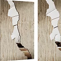Unique Decorative Mirror With Irregular Shape On Textured Stone Wall Reflecting Modern Furniture