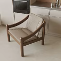 Solid Wood Frame Dining Chair With Comfortable Beige Fabric Cushion For Cozy Modern Home Kitchen