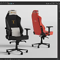 Ergonomic Gaming Office Chair With Black White Red Design T Logo And Adjustable Armrests