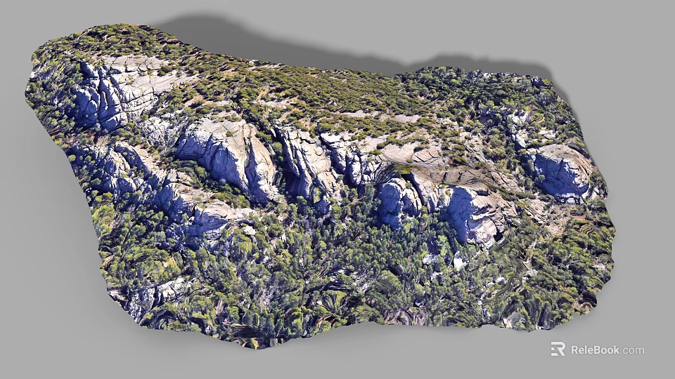 Natural Rockery Stones Featuring Lush Green Plants And Mountainous Scenery Design 3d model 