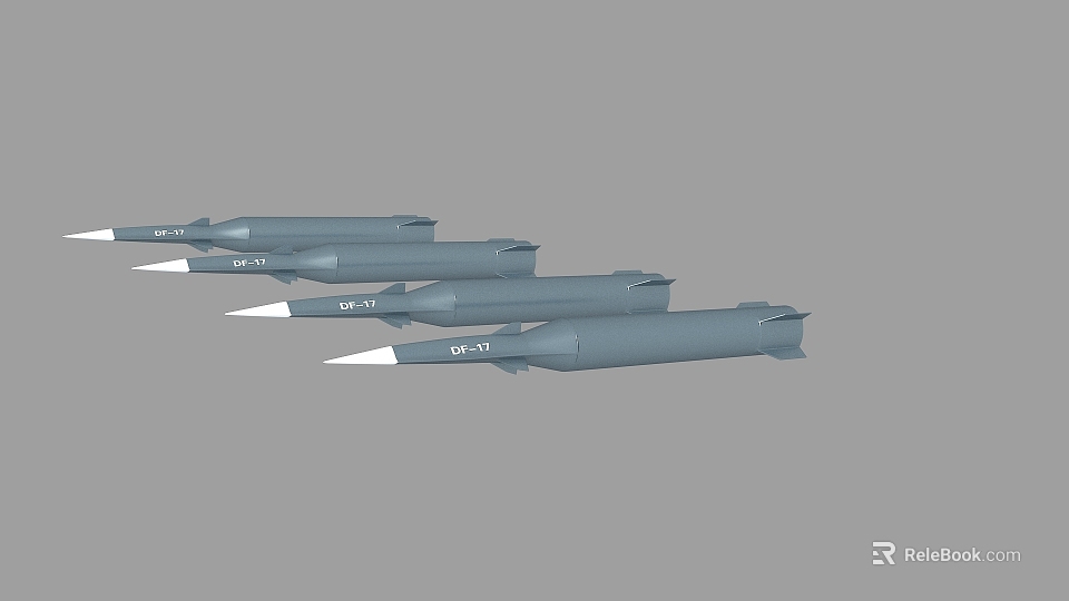 Four Gray Military Missiles With OP Series Numbers Arranged In Row 3d model 