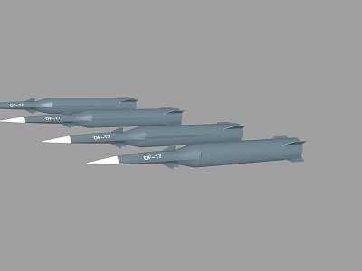 Four Gray Military Missiles With OP Series Numbers Arranged In Row 3d model