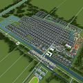Ancient Architecture Complex Planned Layout With Greenery Water Features And Road Networks 3d model