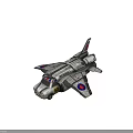 Futuristic Flying Car With Red And Silver Body Yellow Front Lights And Wings