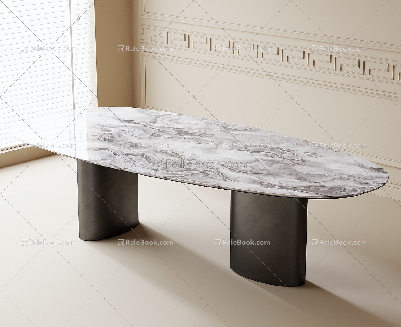 Marble dining table 3d model