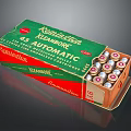 Remington 45 Automatic Ammunition Box With Bullets And Green Red Packaging 3d model