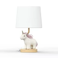 Cute Unicorn Shaped Table Lamp With White Lampshade And Pink Mane For Kids Bedroom