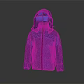 Blue Hooded Puffy Kids Down Jacket With Front Zipper And Stitch Details