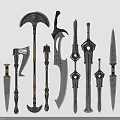 Fantasy Game Inspired Weapons Collection Featuring Axes Swords Daggers And Intricate Designs