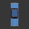 Blue Classic Car With Blue Roof And Front Grille On Black Background With Reflection