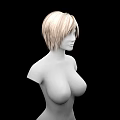 Game And Movie Character 3D Model With Blonde Short Hair No Facial Features Prominent Chest