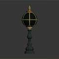 Elegant Green Sphere Ornament Design With Golden Accents And Decorative Pedestal