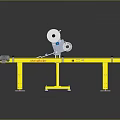 Yellow Conveyor Belt Equipment With Automatic Labeling Machine For Industrial Production Lines