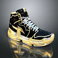 High Top Black And Gold Sneakers With Modern Structured Sole Design