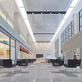 Bank Lobby Modern Design With Spacious Interior Bright Lighting And Customer Counters 3d model