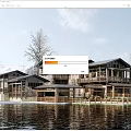 Rural Self Built House By Water With Wooden Structure Balconies And Natural Surroundings Trees