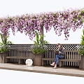 Vine Plant Climbing Vine Flower Rack Landscape Seat Flower Box 3d model