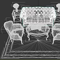 Elegant Sofa Coffee Table Set With Armchairs Ornate Rug And Purple Flowers
