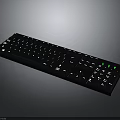 Modern Black Computer Keyboard With White Keys And Green Indicator Lights