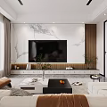 Modern Living Dining Room Interior Design With Sofa Dining Table Bookshelf Large Window And Artwork 3d model