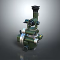 Green Metal Surveying Instrument Featuring Telescope Adjustment Knobs and Stable Base 3d model