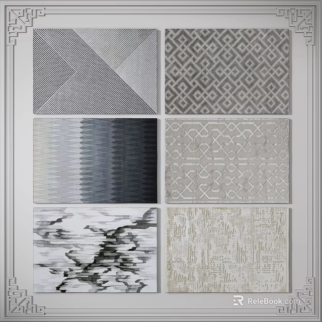 Modern Square Carpets With Various Geometric Patterns And Textures For Home Decor 3d model
