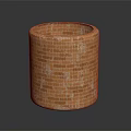 Cylindrical Brick Vessel With Brown Beige Texture Worn Surface And Reflective Base On Black Background 3d model