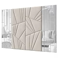 Modern Bedroom Accent Wall With Geometric Upholstered Panels And Mirror Frames 3d model