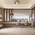 Modern Living and Dining Room Interior With Curved Sofa Decorative Painting And Ambient Lighting