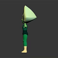 3D Stylized Green Character With Diamond Shaped Head Green Gem Star Emblem And Outstretched Arms