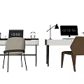 Modern Desk Chair Combination Computer Desk Books Computer Office Supplies 3d model