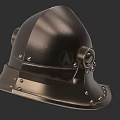 Intricate Vintage Metal Helmet Sculpture With Rivet Details And Historical Design