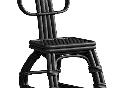 Modern Black Rattan Chair Featuring Woven Details And Ergonomic Structure For Home Use 3d model