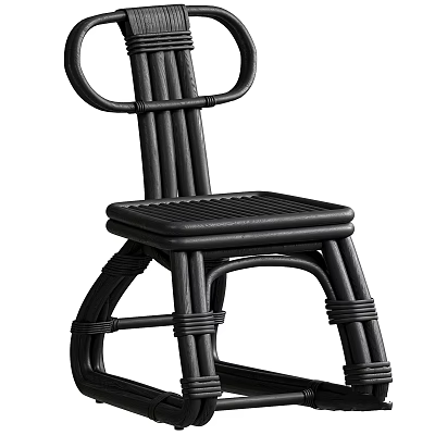Modern Black Rattan Chair Featuring Woven Details And Ergonomic Structure For Home Use 3d model