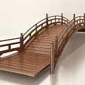 Traditional Wooden Arched Bridge With Ornate Railings And Classical Plank Design Structure