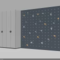 Indoor Sports Equipment Climbing Wall With Colorful Holds And Storage Cabinets