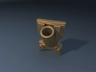 Golden Metallic Public Infrastructure Component With Structural Design And Central Hole 3d model