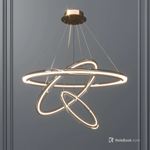 Modern Circular Ring LED Chandelier With Metallic Frame For Contemporary Interior 3d model 