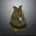 Elegant Golden Fish Shaped Decorative Furniture Figurine With Smooth Surface And Sturdy Base