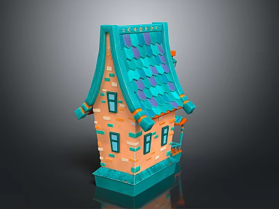 Modern Cartoon Building Cartoon House Cartoon Building Two-story Small Building Two-story Building 3d model