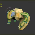 Golden Robot Ant With Low Poly Design Large Eyes And Metallic Texture