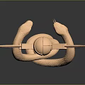 Golden Decorative Weapon Scepter With Wings And Snake Ornament Design