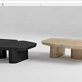 Modern Coffee Tables in Black Light Brown Gray with Matte Wood and Irregular Shape Design
