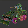 Military Armored Vehicle With Camouflage Paint Six Wheels Weapon System Front Bulldozer Blade