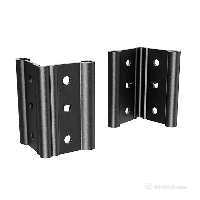 Black Iron Metal Brackets With Mounting Holes For Furniture Support 3d model 