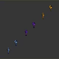 Colorful Equipment Icons Arranged in Rows on Black Background With Reflection Effect