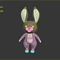 Gray Rabbit Character 3D Model With White Belly Pink Nose Standing Pose 3d model