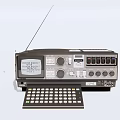 Classic Vintage Portable Radio With Screen Knobs Keyboard And Antenna 3d model